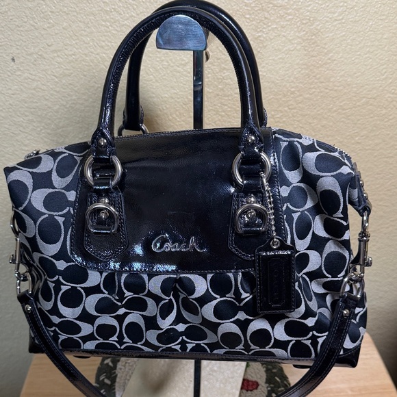 Coach Handbags - Coach Ashley Black and Gray Signature Satchel